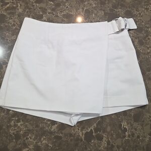 Forever 21 White Wrap Skort with Silver O-Ring